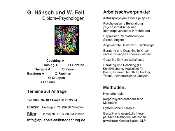 Systemische, hypno-, krper- und gestalttherapeutische Methoden. Psychosomatik, Epilepsie, Lebenskrisen, Selbstwert-Psychologie und Beziehungslernen